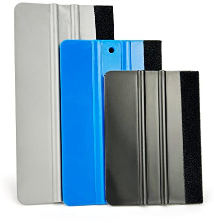 3 Piece Felt Edge Squeegee, 4inch - 5inch - 6inch Vinyl Wrap Squeegee, Plastic Squeegee Scratch-Free for Decals, Adhesive Vinyl, Window Film, Wallpaper