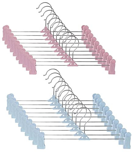 20 Pezzi 27,5 cm Prevengono i Graffi Grucce in Metallo, 2 Colori ABS Appendini per Pantaloni Appendini per Pantaloni Pantaloncini Gonne Calzini Biancheria intima (Blu + Rosa)