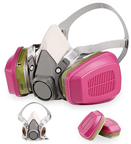 GQFOWE Medio respirador reutilizable con filtro 60926, respirador de cubierta de media cara para pintura, polvo, formaldehído, resina epoxi, lijado, corte, soldadura