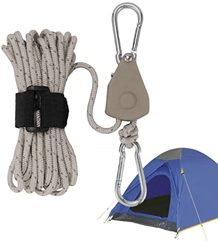 Câble pour Lignes directrices pour Rideaux – poulie Camping – Crochet corréutilisable pour Rideau, câble réfléchissant 4 mm avec régulateur pour Kayak, Camping, auvents