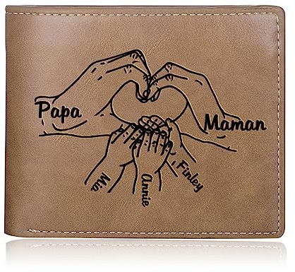 kaululu Personalisierte Geldbörse Herren mit Gravur Namen Mini Portemonnaie Herren Leder Kreditkartenetui RFID Schutz Personalisierte Geschenke Männer Vatertagsgeschenk Jahrestag Geschenk