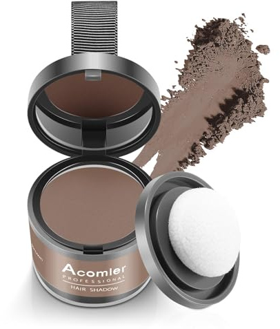 Acomler Instantly Root Cover Up Hairline Shadow Powder,Root Touch Up Hair Color,Dark Brown for Thinning Hair, Grey Hair Coverage Hair Powder for Women Men with Eyebrows, Beard Line, Bald Spots (Brown)