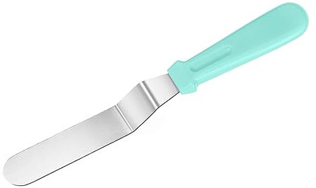Neylokfen Spatule Coudée en Acier Inoxydable - 3 x 27 cm - Spatule Glaçage du Gâteau - Bleu