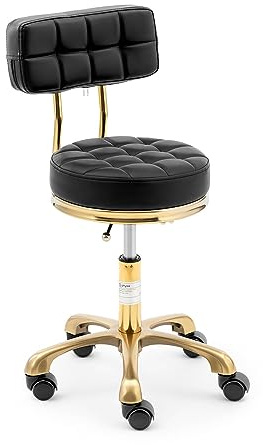 Physa Physa GELA Black Rollhocker mit Rückenlehne 150 kg schwarz 47-61 cm höhenverstellbar Drehhocker mit Rollen