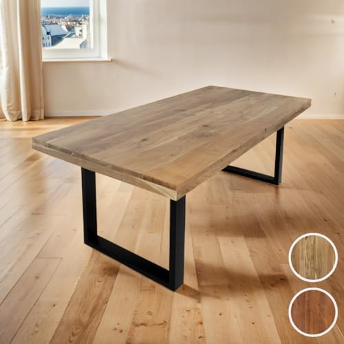 SAM Esstisch Rio 300x100 cm Akazie Natur gerade Kanten U-Gestell schwarz | Esszimmertisch, Akazienholz naturfarben massiv, Metallgestell