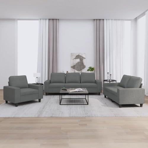 LAPOOH 3-TLG. Sofagarnitur Dunkelgrau Stoff, Loungesofa, Sofas & Couches, Relaxsofa, Couch für Wohnzimmer, Couch Mit - 3201867