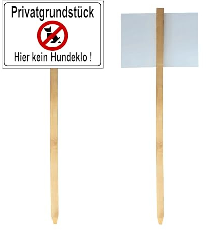 Generisch Privatgrundstück-Kein Hundeklo-Mit Holz-Einschlagpfosten-Hund-Alu-Dibond-Schild-2 Größen-30x20+40x30 cm-Warnschild-Hundeschild (Schild 40 x 30 cm-Mit Holz-Einschlagpfosten 100 cm)