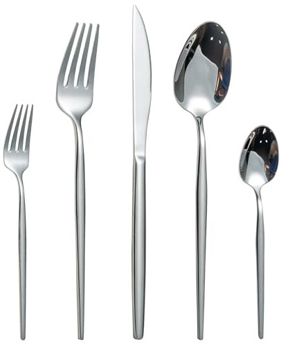 Besteck Set, LAZAHOME 30-teilig Besteckset für 6 Personen mit Messer Gabel Löffel, Edelstahl Essbesteck für Familie/Party/Hotel/Restaurant, Silber Tafelbesteck, Spiegelpoliert＆Spülmaschinenfest