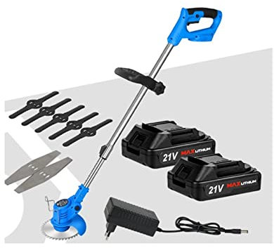 USKI Tagliaerba e tagliabordi Tagliaerba Elettrico a Batteria 21V Tosaerba 6in Lama Taglierina Batteria agli ioni di Litio Potatura Erbacce Sottobosco spinoso(21V-Set2)