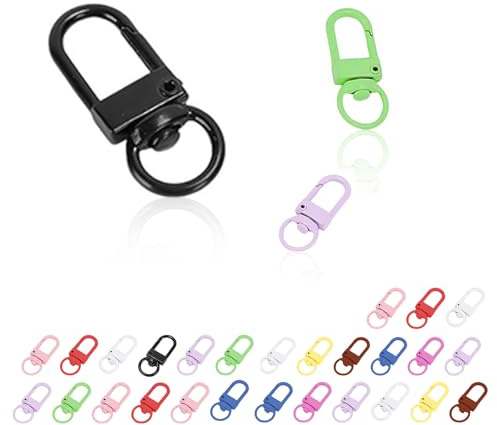 0XBIT Schlüsselring, 40 Stück Zinklegierung Karabiner Schlüsselanhänger, Zufällige Farben, Schlüsselanhänger Karabiner mit Drehbarer Klauenschnalle, Aufhängen von Spielzeug, Schlüsseln, DIY Zubehör