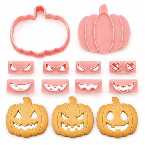 PTaizjjz Halloween Ausstechformen Set,10 Stück Kunststoff Kürbis ausstecher | Halloween Keksausstecher Set für Halloween-Partyzubehör, Dekorationen