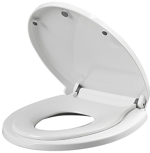 Family Toilet Seat 2-in-1 Toilet Seat with Removable Built-in Child Seat V Shape Universal Fit Soft Close Toilet Seat for Toddlers & Adults Home Decor