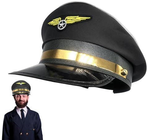 Pilotenmütze,Pilotenmütze Erwachsene,Flugzeug Halloween Kostüm Mütze Pilotenkostüm Zubehör-Matrosenmütze, Mütze Für Erwachsene, Marinepilot, Flugkapitän, Für Kapitän, Halloween-Party, Cosplay-Zubehö