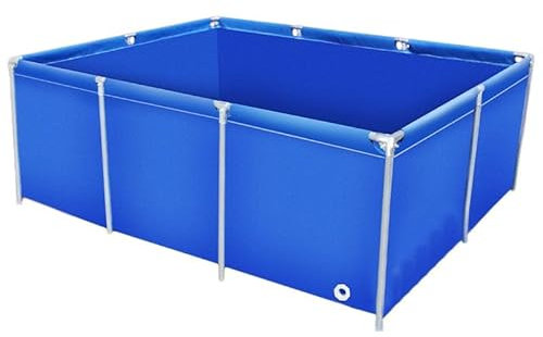 Leinwandfischteich-Oberirdischer Aquakulturpool-Wasserspeichertank, zusammenklappbarer Außenplanenbehälter für die Koi-Zucht, Gartenbewässerung, kein Rahmen enthalten (blau, 9,8 x 6,6 x 3,9 Fuß/3 x