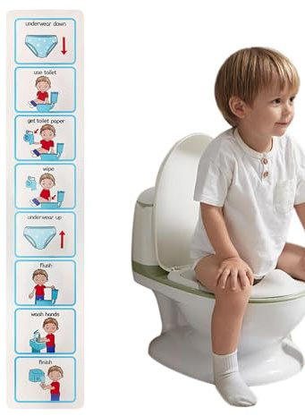 Toilet Visual Schedule Cards - Bathroom Routine Sticker Chart | Potty Training Visual Aid | Toilet Training Sticker Chart | Water Resistant Potty Training | Bathroom Schedule Visuals for Children