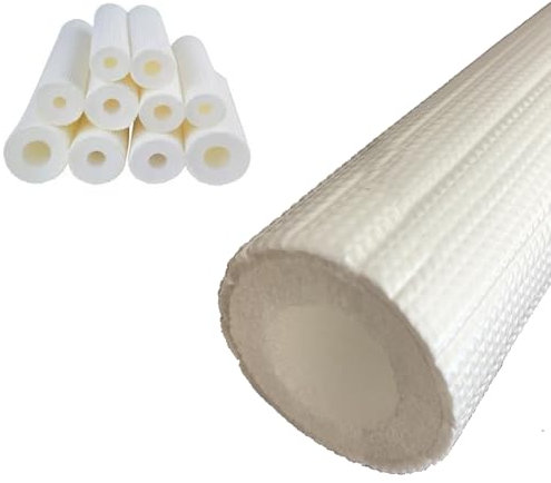 Tubo Isolante Tubolare in Schiuma ID 16/20/25/32MM Isolamento Antigelo Isolamento Termico Altamente Elastico Schiuma per Tubi Isolante Tubi Condizionatore(Bianco,ID: 16mm TH: 7mm)