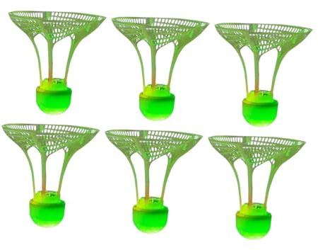Perfeclan 6-teilige Federbälle mit Licht, Winddicht, Badminton im Freien, verschleißfest, LED-Leuchten, Badminton-Federbälle für Übungen im Park