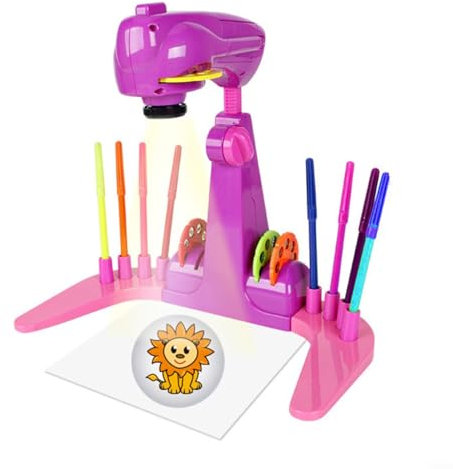 HOHOVYVY Drawing Projector for Children, 32 Cartoon Slides and 12 Colour Brushes for Creative People (Purple)