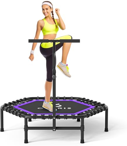 CLORIS 45'' Fitness Trampoline - Max Load 450lbs, Rebounder with Adjustable Foam Handle Indoor/Outdoor Fitness Body Exercise (45'' Purple)