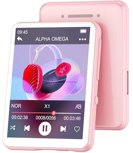 128GB MP3-Player Bluetooth 5.4, Oilsky 2,4 Full Touchscreen Tragbarer MP3 Musik Player mit Lautsprecher, FM Radio, Kinder MP3 Player (Rosa)
