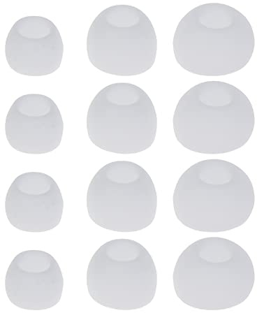 Lodoot Lot de 12 embouts de rechange en silicone souple pour écouteurs intra-auriculaires Noir/blanc/transparent Prise casque universelle de 4,5 mm pour grandes, moyennes et petites