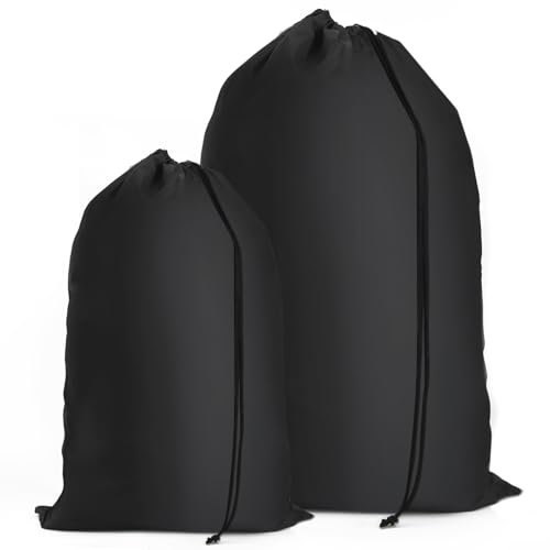 2 sacchi per la biancheria, da viaggio, grandi, con chiusura a cordoncino, riutilizzabili, sporchi, per dormitori e viaggi, colore grigio