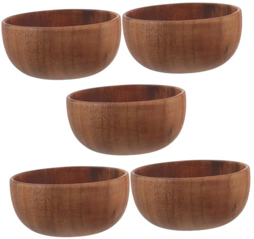 ABOOFAN 5 Cuencos De Madera Cuencos para Servir con Tapa Cuencos para Ensalada Cuencos Pequeños Cuencos para Mezclar Cuenco para Servir Frutas Vajilla Cuenco con Tapa Cuencos para