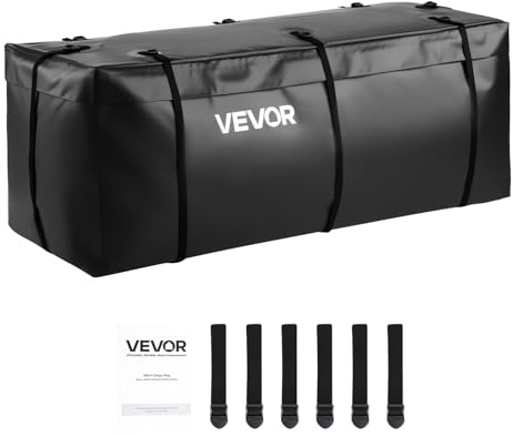 VEVOR Bolsa de Carga a Enganche Impermeable, PVC 840D, Resistente, para Almacenamiento en Caja de Camioneta con 6 Correas Reforzadas, para Cestas Enganche Coche y Furgoneta, 1520 x 610 x 620 mm