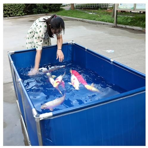 PVC Canvas Fish Pond, Rectangle Above Ground Pool with Steel Frame, Large Foldable Water Storage Tank, Easy to Install for Camping and Backyard Use