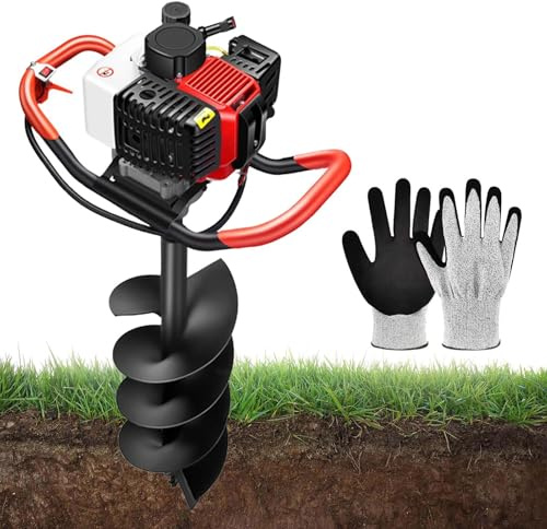 QYOEGSQ Trivella a Gas a 2 Tempi, trivella a Benzina Senza Fili for impieghi gravosi, trivella a Benzina da 199 CC, trivella a Gas for recinzioni/Giardini/piantagione di Alberi(120MM)
