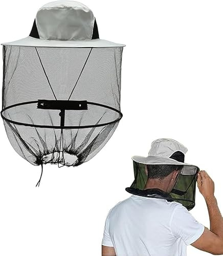 Biodlarhatt med slöja, myggnät huvudskydd mygghatt myggnät huvud myggskydd hatt för utomhus vandring camping trädgårdsarbete fiske