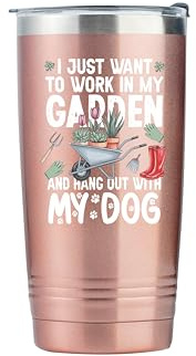 Onebttl Gardening Gifts for Women, Tumbler for Plant Lovers, Gardeners - 20oz Double Wall Vacuum Insulated Stainless Steel Cups - Gift for Birthday, Christmas - Dog