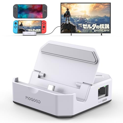 MOGOOD Switch 2 Docking Station 100W PD, 1Gbps Ethernet, 4K@60Hz, 2*USB 3.0 Stecker, Tragbare Docking Station kompatibel mit Nintendo Switch 2/1/OLED.