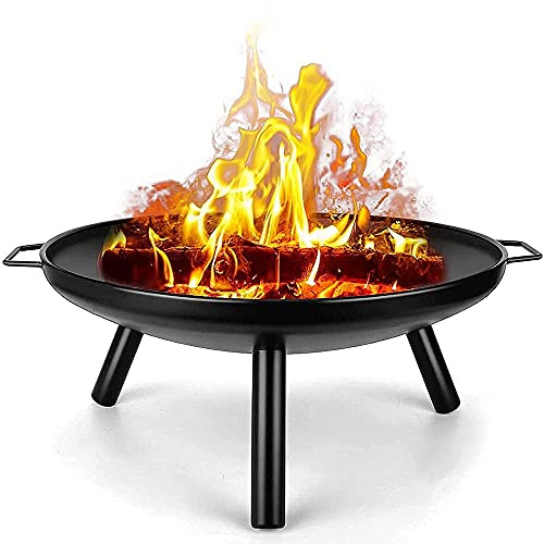 ZJFHEYUO Feuerstelle im Freien, 24-Zoll-Terrassenofen, Holzofen, BBQ-Grill, Feuerstelle, runde Form, Holzofen, Feuerstelle für Camping, Picknick, Terrasse, Hinterhof, Garten, Lage