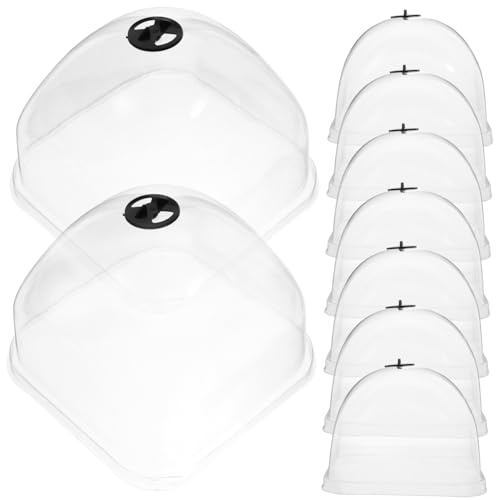 BCOATH 10 Stück Gartenglocken Pflanzenschutz Kuppeln aus Kunststoff Transparent 12cm Durchmesser Frostschutz Feuchtigkeitskuppeln mit Belüftung für Gartenpflanzen