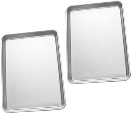 Cabilock 2 Piezas Molde Rectangular para Hornear de Aleación de Aluminio Antiadherente Reutilizable Bandeja para Pasteles Galletas Tartas Cocina Horno