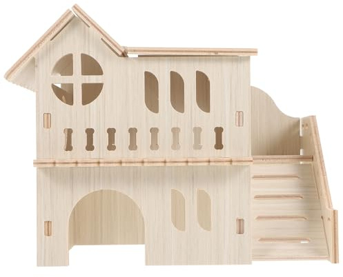 Lurrose Maison Bois pour Hamster Maison à Deux pour Rats et Souris Cachette Décorative Isolée pour Animaux de Compagnie