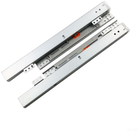 Guide per cassetti con smorzamento, 1 paio di cerniere da pavimento per armadietti da cucina e bagno, capacità di carico 40 kg, estensione completa con (20,3 cm)