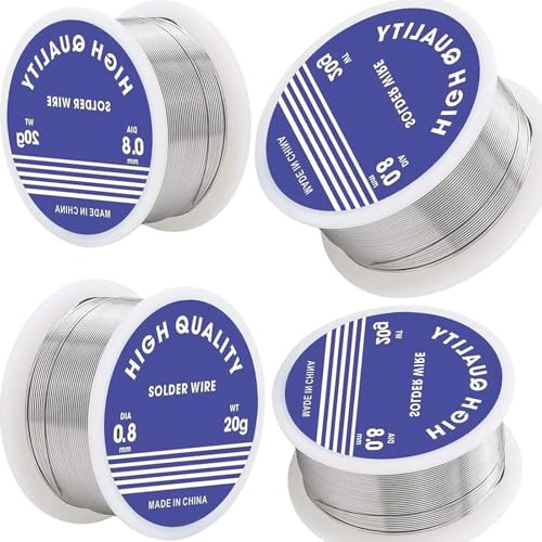 4 PCS Solder Wire, Solder Wire with Flux, Soldering Wire, 0.8mm Tin Content 63% Solder Wire with Rosin Core, Wires with Rosin Core for Electronic Components Soldering (80g)