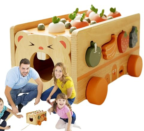 Generisch Formensortierer | Möhren Ziehspaß Niedliches Holzspielzeug Unterwegs - Formen Steckspiel Für Kindergarten Vorschule Grundschule,Für Geburtstag Weihnachten Partyspiele