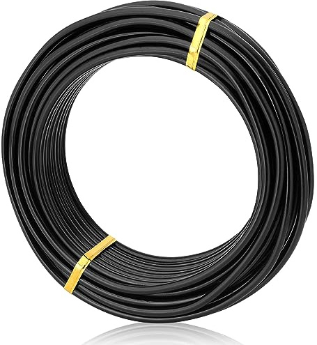 Bonsai-Trainingsdraht, 250 g Schwarz, 1,0 mm, 115 m, eloxierter Aluminiumdraht, weich & flexibel, für Bonsai-Training, Skulpturen, Schmuck & DIY (Black-1.0)