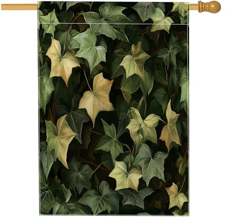 Divertidas banderas de hiedra de primavera de 28 x 40 pulgadas para exteriores, hojas de plantas naturales, banderas de lino verticales estándar botánicas, decoración escénica para patio delantero