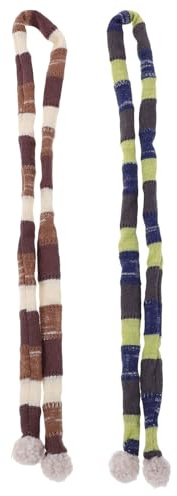 Alipis 2 Stück Kleiner Strickschals für Puppen und Schneemann Bastelarbeiten 10cm Längs Gestreift Weicher Polyester Dekorativ und Warm für Herbst und Kreative Bastelideen