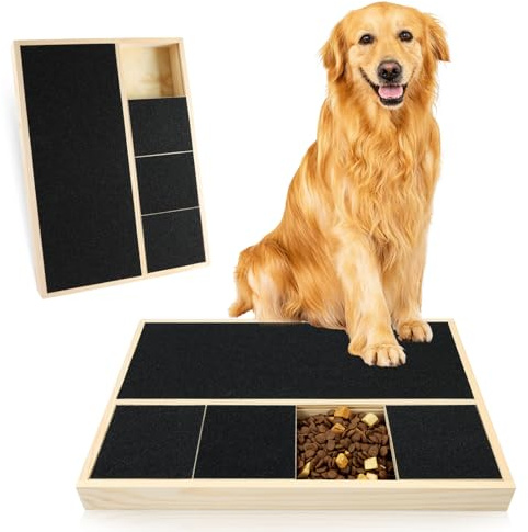 Vicloon Kratzbrett für Hunde mit Leckerli Box, 35x25x3.3cm Hunde Krallenschleifer für Nägel, Stressfrei Kratzbrett für Hundekrallen, Alternative zum Nagelknipser, Sandpapierbrett Scratch Board Dog