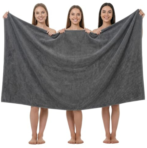 REDKISS Badetuch Groß 100x200CM-XXL Saunatuch & Strandtuch aus Mikrofaser | 1 Stück–OEKO-TEX zertifiziert, 300 g/m² , Saugstark & Weich Badehandtuch mit Aufhänger-Grau
