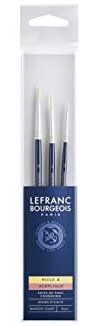 Lefranc Bourgeois – Juego de 3 pinceles en seda de cerdo mango corto ROND N°2/6/10