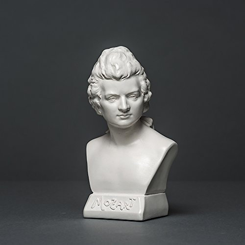 Skulpturenmanufaktur Potsdam Wolfgang Amadeus Mozart - Scultura in cellulosa di Alta qualità, Realizzato a Mano in Germania, Busto Bianco, 12 cm
