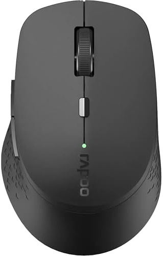 Rapoo M300 Silent kabellose Maus wireless Mouse 1600 DPI Sensor 9 Monate Batterielaufzeit leise Tasten ergonomisch für Rechtshänder PC & Mac - dunkelgrau, Kompakt