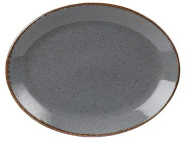 Seasons Range of Rustic Inspired Fine Dining/Casual Tableware by Porcelite (Pack of 6) Storm Grey Oval Plate 30cm x 23cm (12x9) 112131RM