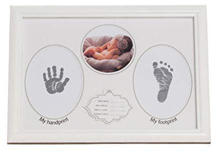 HYLR Handabdruck und Fußabdruck Baby Fotorahmen Set für Neugeborene Mädchen Jungen, personalisiertes Baby-Geschenk,precious gifts，Keepsake Box Decorations for Room Wall